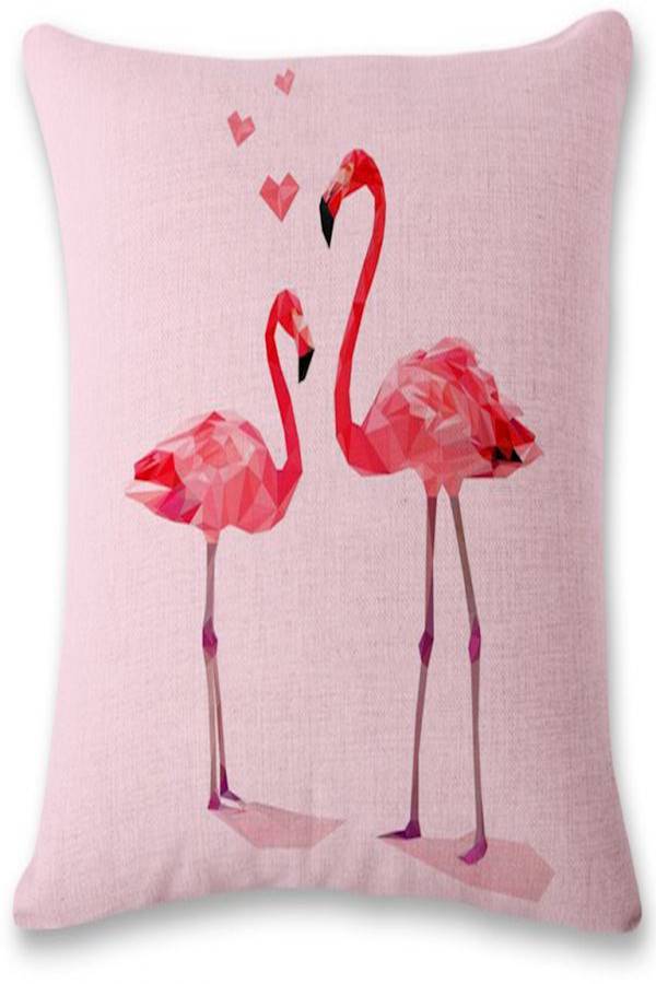 وسادة مزينة بطبعة طائر الفلامنجو polyester وردي/أحمر 45x45سم - Image 2