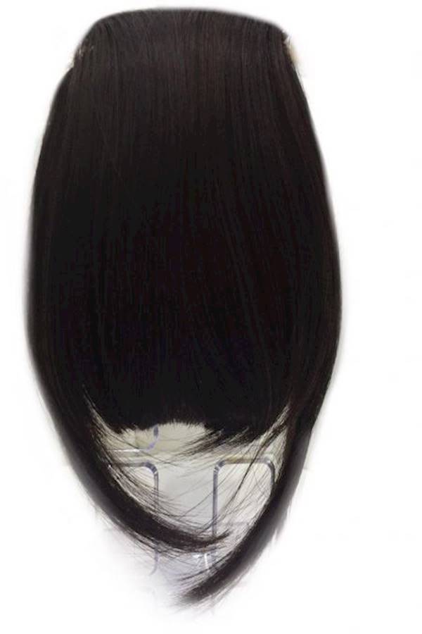 وصلة شعر بغرة ومزودة بمشابك على الأطراف لتثبيتها بالكامل أسود - Image 2