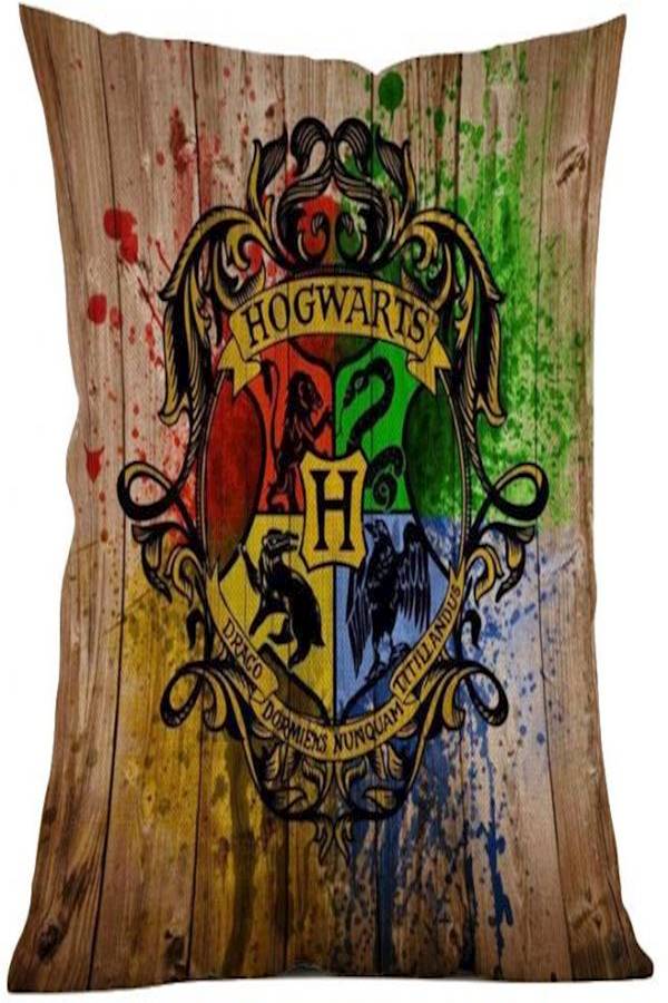 Hogwarts Printed Cushion Cover Linen Brown/Yellow/Green 45x45cm