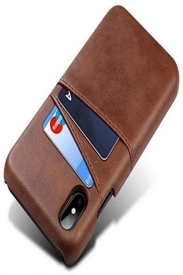 Protective Case Cover For Apple iPhone X With Card Holder Dark Brown  - Image 2