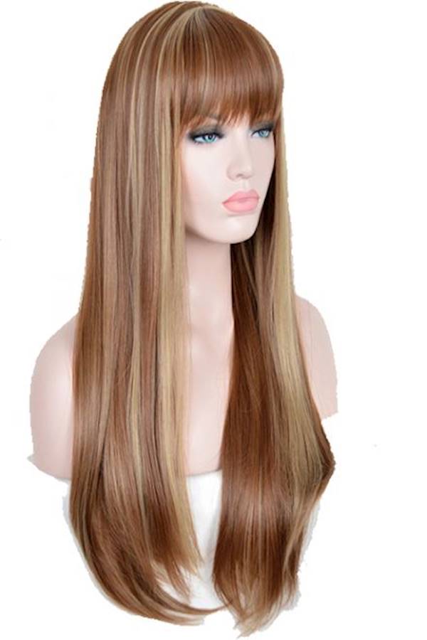 Long Cosplay Dyed Hair Wig Brown/Beige - Image 3