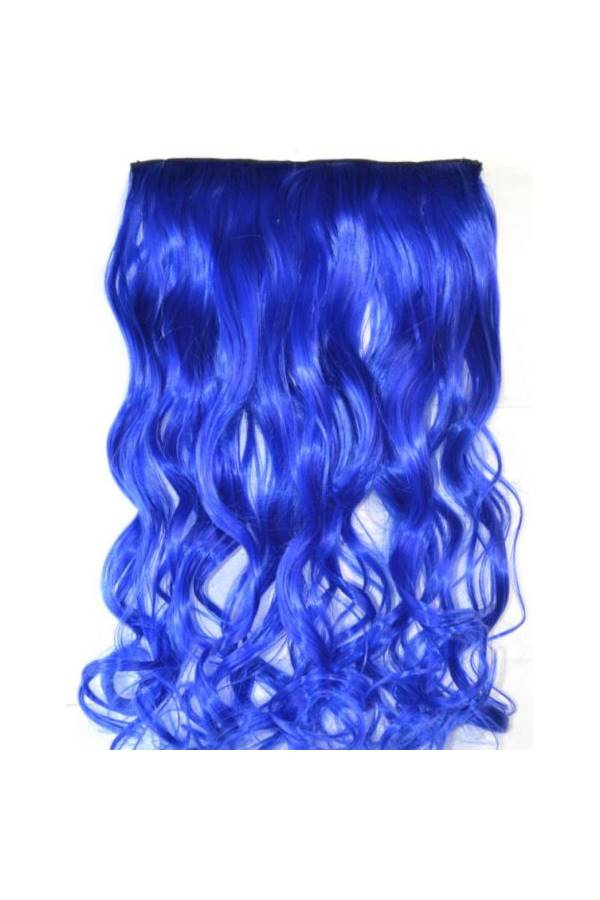 وصلة شعر مجعد طويل أزرق