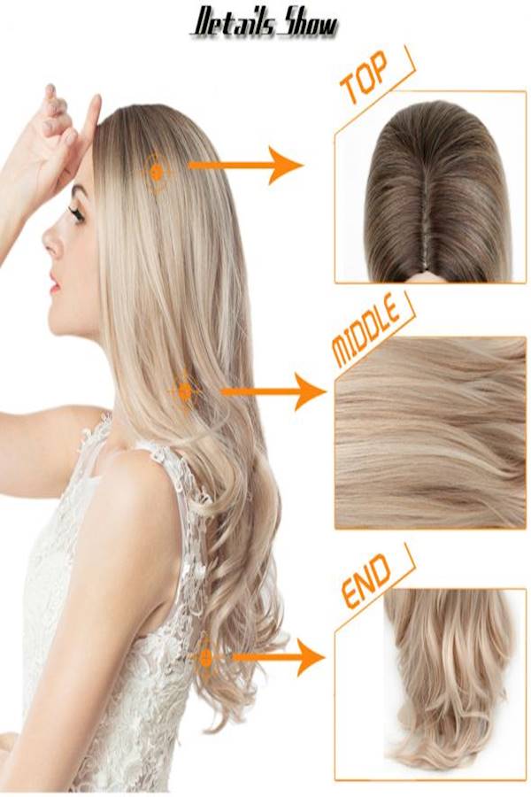 شعر مستعار ويجني مموج من دون مواد لاصقة بني - Image 3