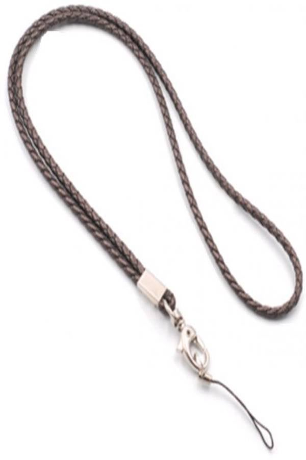 حبل قصير من القماش الجلدي لتعليق الهواتف الذكية أسود - Image 1