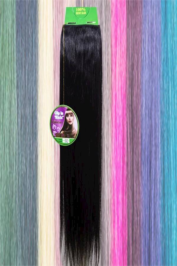 وصلة شعر بمشبك مكونة من قطعتين أسود 55سم - Image 2