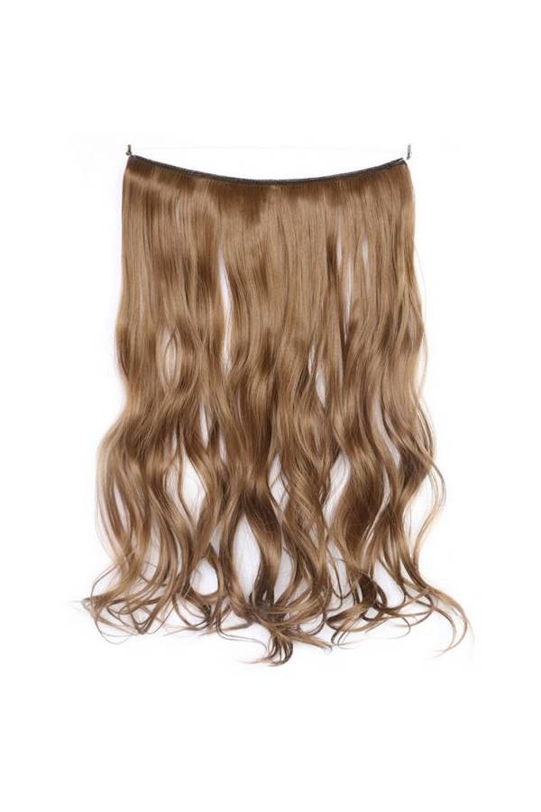 Generic Long Curly Curtain Line Hair Extension Golden Brown 
