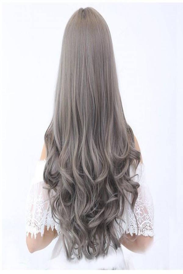 Long Wavy Hair Wig Grey - Image 1
