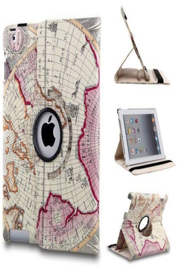 Generic - Map Printed 360 Degree Rotating Pu Leather Stand Case Smart Cover Skin Shell For Apple iPad 2/3/4 - Image 1