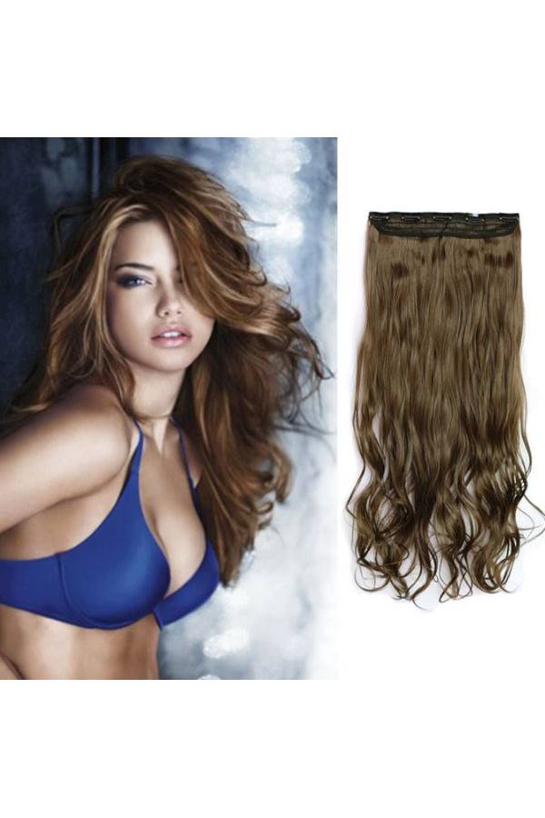 5-Clips Long Curly Hair Wig Brown - Image 2