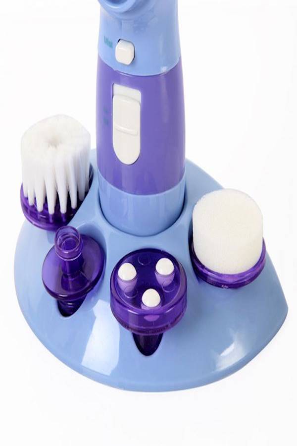 فرشاة تنظيف للوجه لإزالة الرؤوس السوداء وتنظيف المسام 4 في 1 أزرق/بنفسجي - Image 4