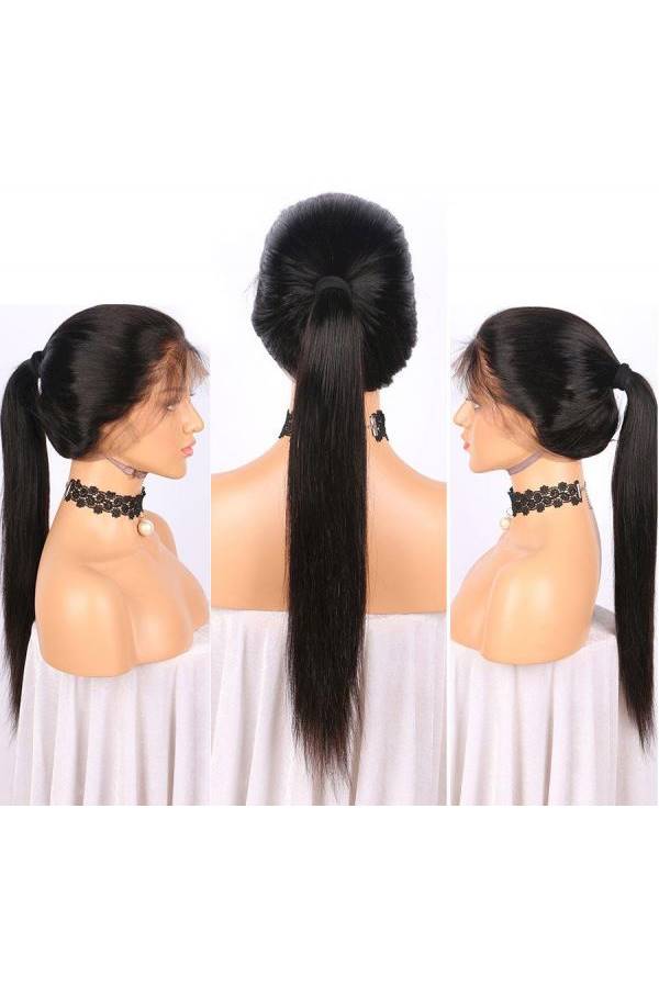 Front  Real Silk Hair Wig Black - Image 4