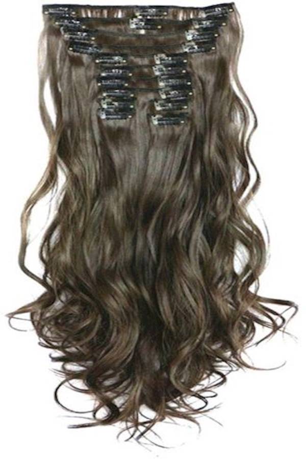 12-Piece Long Curly Hair Extension Brown 60cm