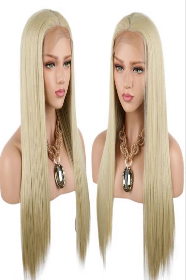 Long Straight Hair Wig Beige 26inch - Image 3