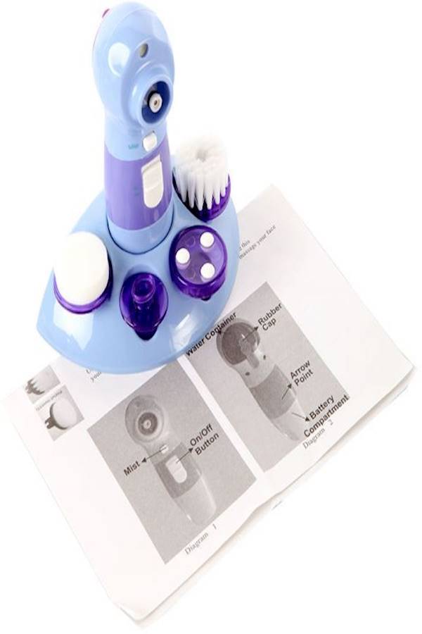 فرشاة تنظيف للوجه لإزالة الرؤوس السوداء وتنظيف المسام 4 في 1 أزرق/بنفسجي - Image 5