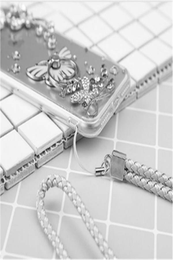 حبل قصير من القماش الجلدي لتعليق الهواتف الذكية أسود - Image 3