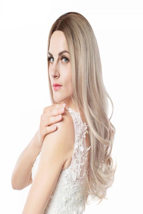 شعر مستعار ويجني مموج من دون مواد لاصقة بني - Image 1