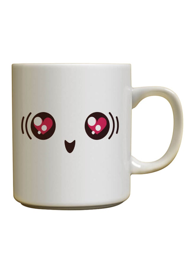 A Romantic Lover's Face Printed Coffee Mug White/Brown/Pink