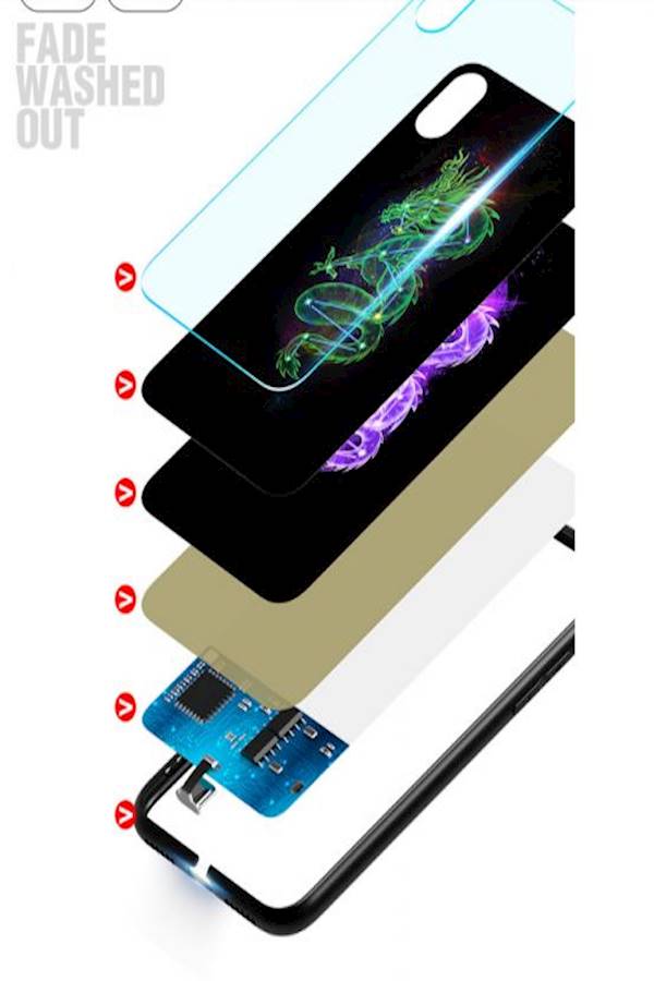 Generic Unique Apple iPhone Xs Case For Voice-Activated Flash Luminous Glass Cover Personality S Smart Flash Cover Anti Fall Shockproof Full Protective Sleeve Black  - Image 4