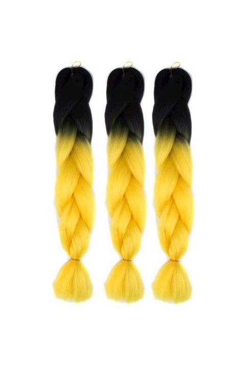 3-Piece African Braids Hair Extension Wig Yellow/Black 60cm