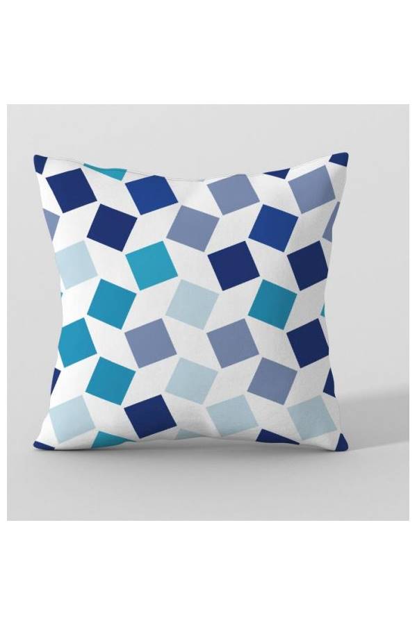Printed Cushion Cover White/Blue - Image 2