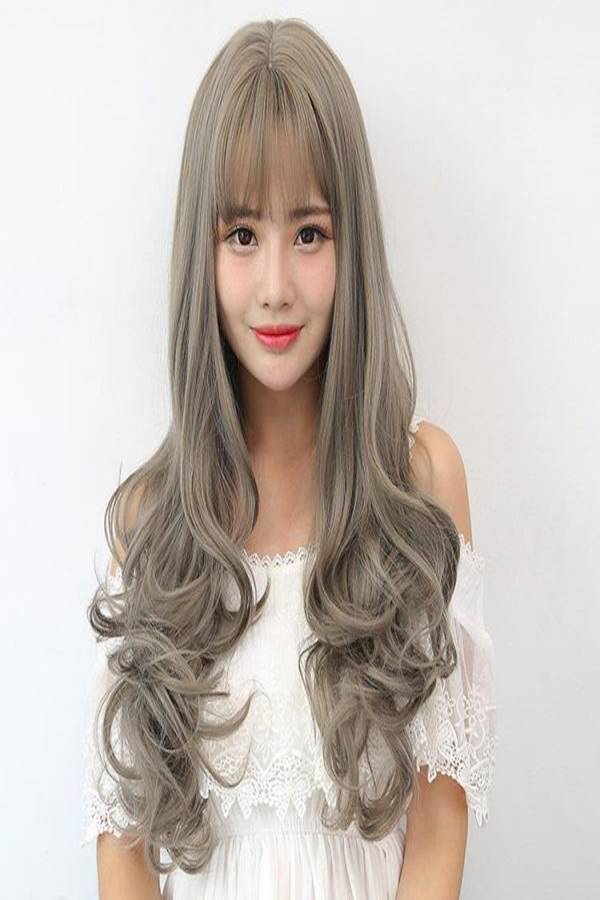 Long Wavy Hair Wig Grey - Image 2