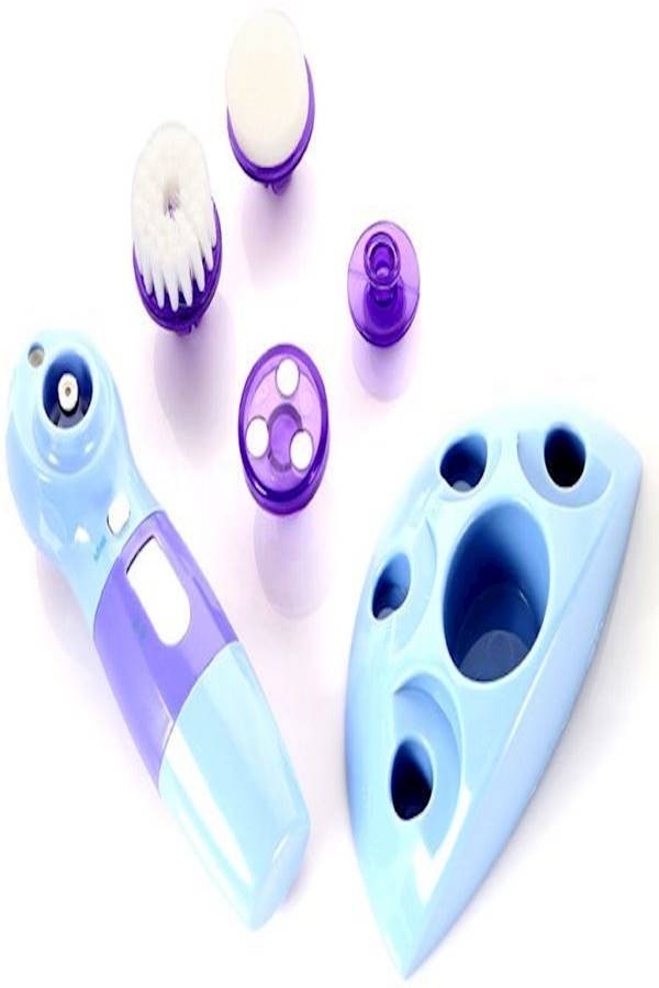 فرشاة تنظيف للوجه لإزالة الرؤوس السوداء وتنظيف المسام 4 في 1 أزرق/بنفسجي - Image 3