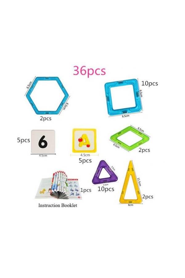 PSLMT566 36-Piece Educational Magnetic Colorful Tiles Set 36 5+ Years  - Image 2