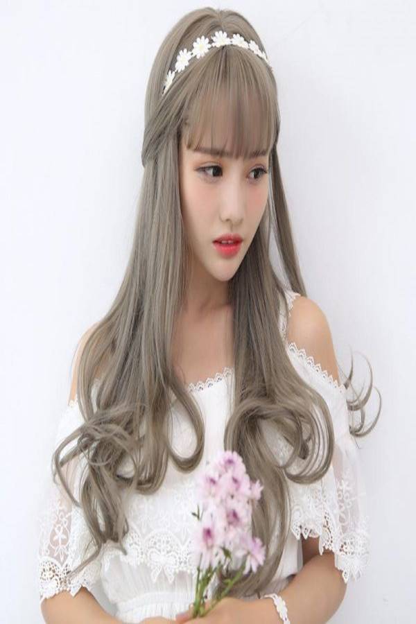 Long Wavy Hair Wig Grey - Image 3