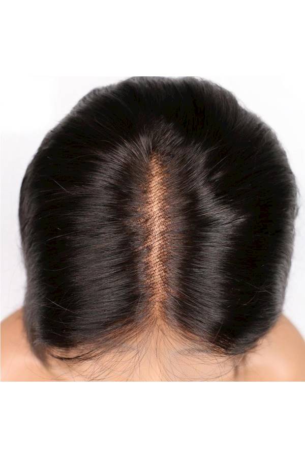 Front Lace Real Hair Wig Black - Image 4