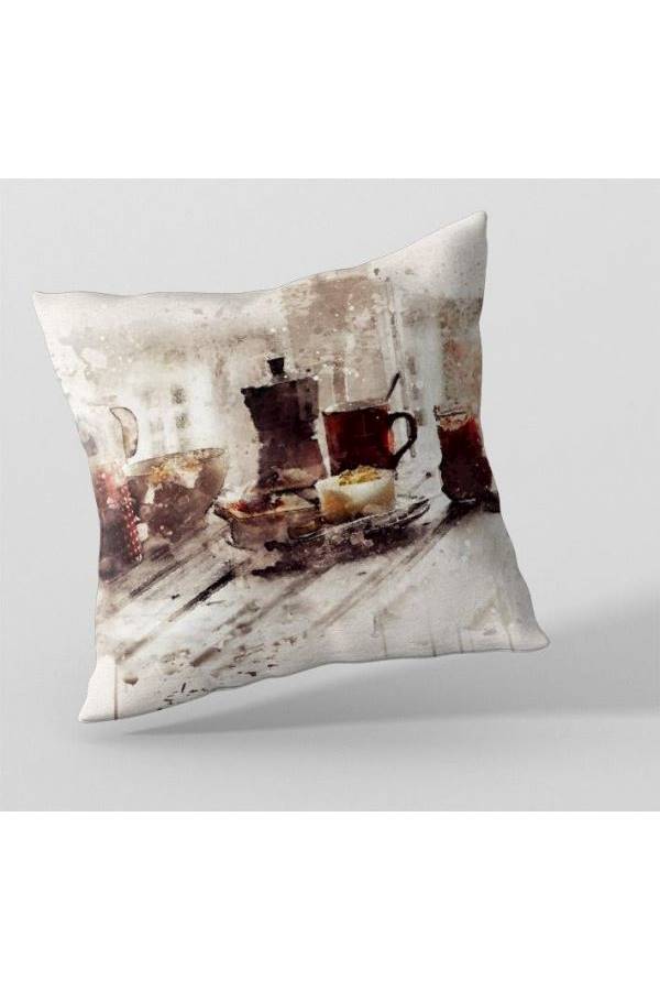 Printed Cushion Cover Polyester Brown/Beige/Yellow - Image 2