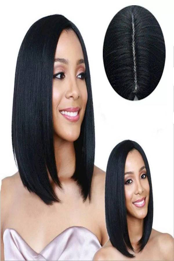 Short Straight Hair Wig Black - Image 3