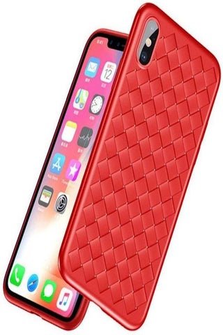 Grid Weaving Pattern Case Cover For Apple iPhone XS Max Red - v1554988698/N23262564A_1