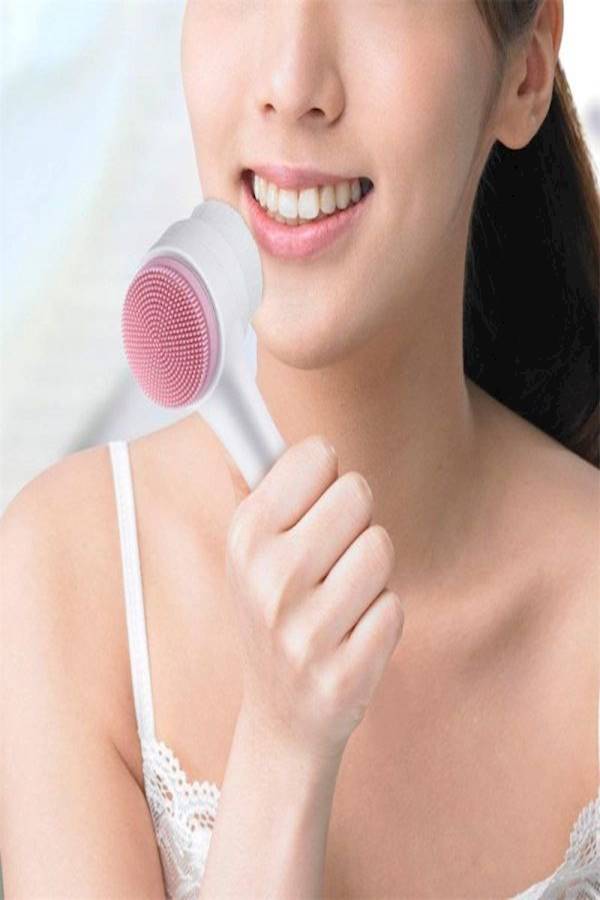 جهاز تدليك وتقشير للوجه مزدوج الجانب أبيض/ وردي - Image 3