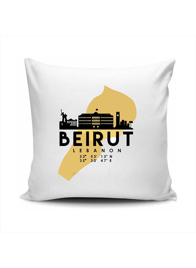 FMSTYLES Beirut Lebanon Skyline Map Art Cushion