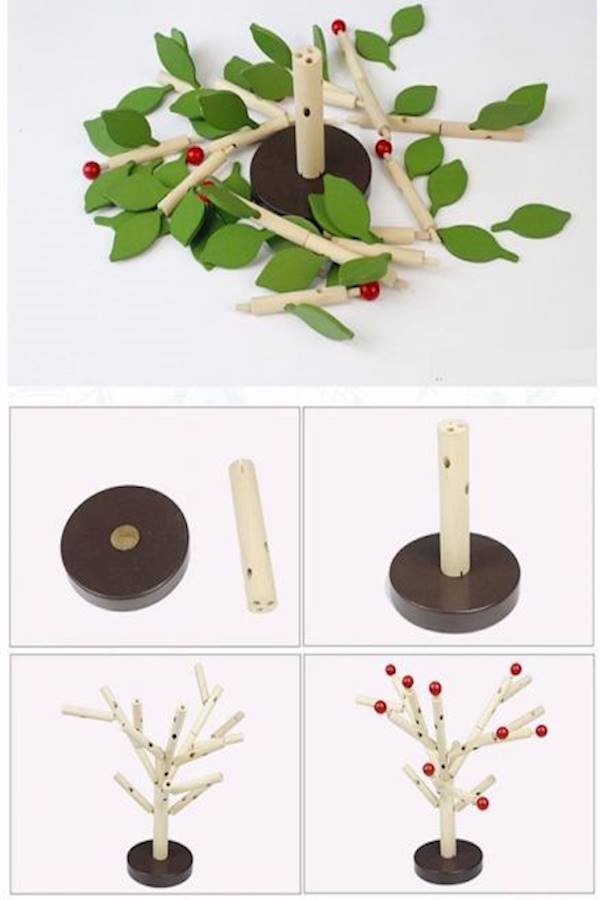 Children Montessori Learning Education Wooden Toys Early Learning Table Tree Game Creature Blocks 3+ Years  - Image 2