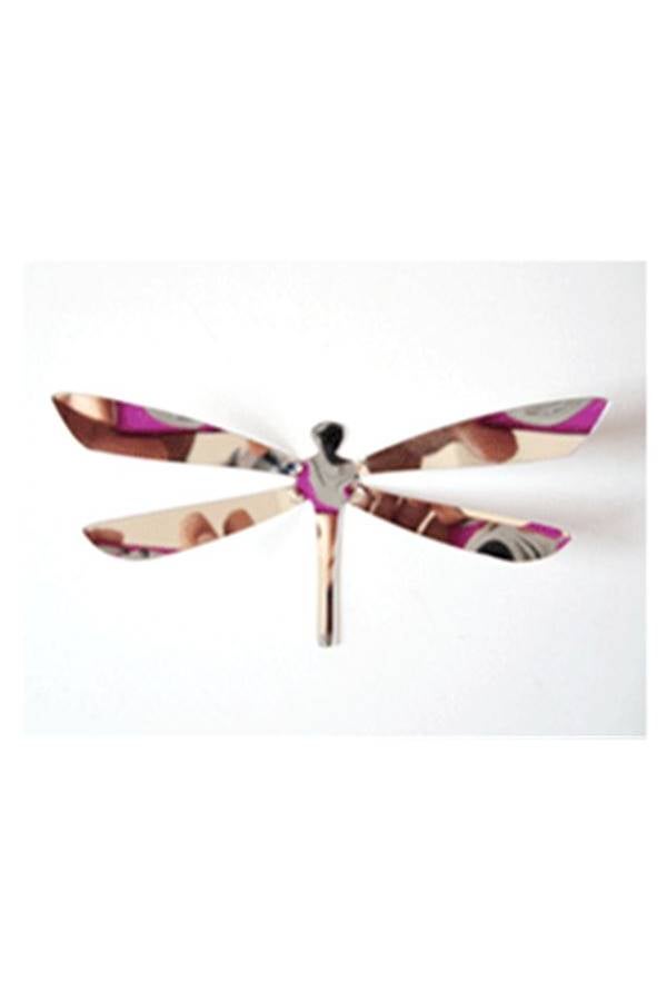 3D Dragonfly Wall Decal White/Brown/Pink 10x10cm - Image 2