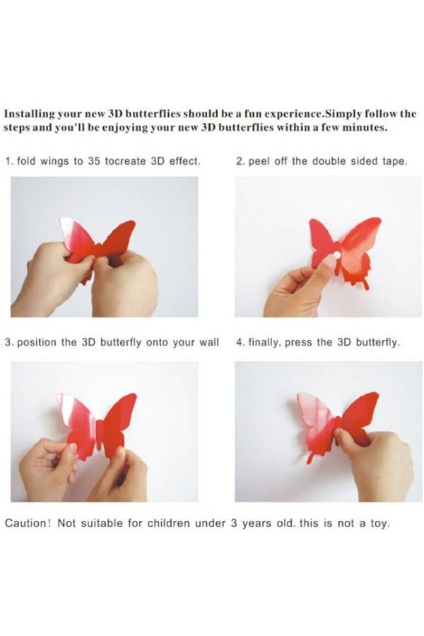 3D Dragonfly Wall Decal White/Brown/Pink 10x10cm - Image 5