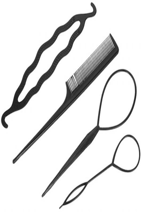 طقم إكسسوارات تصفيف الشعر مكون من 4 قطع أسود - Image 3