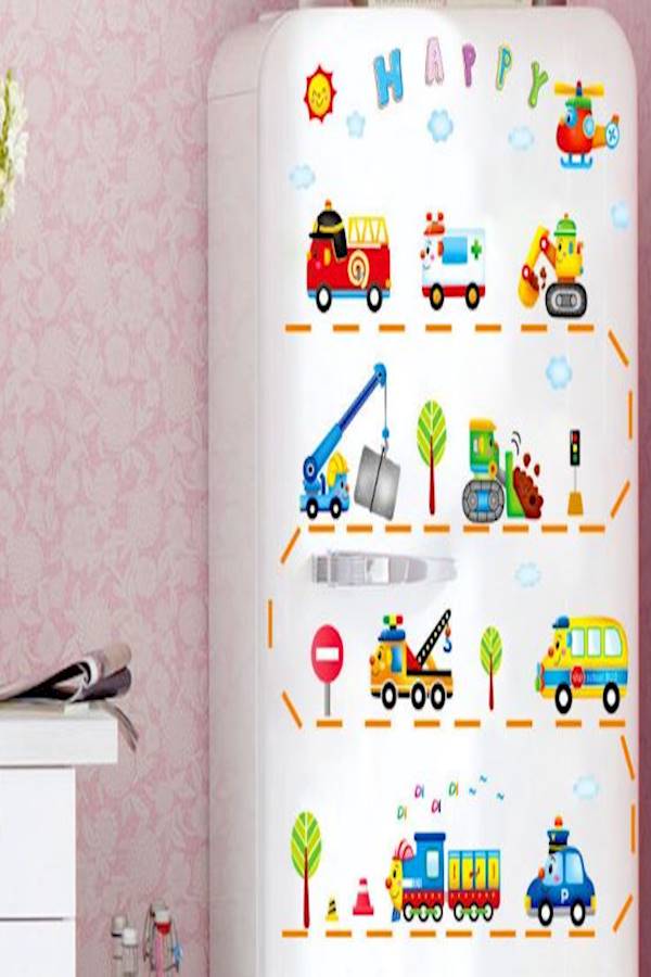 Cartoon Transportation Wall Sticker Beige/Pink/Green 50x70cm  - Image 3