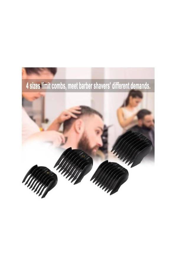 طقم أمشاط تقليم الشعر لماكينات الحلاقة مكون من 4 قطع أسود - Image 3