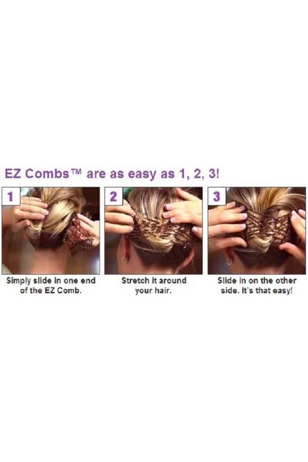 EZ COMBS - 2-Piece Stretchable Double Comb Set Pink/Silver - Image 1