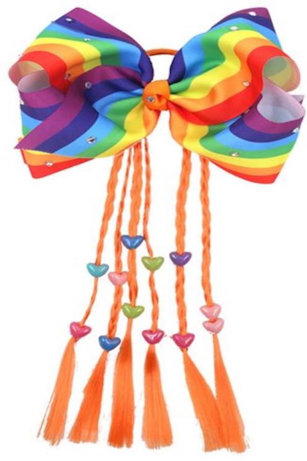 فيونكة شعر مزينة بأحجار الراين وردي/أصفر/ أزرق 8بوصة - Image 1