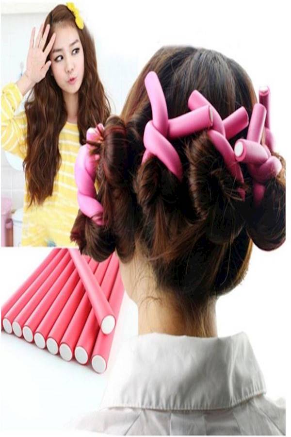 10-Piece Hair Curling Roller Stick Set Blue/Yellow/Pink 24cm - v1555002956/N23438508A_2