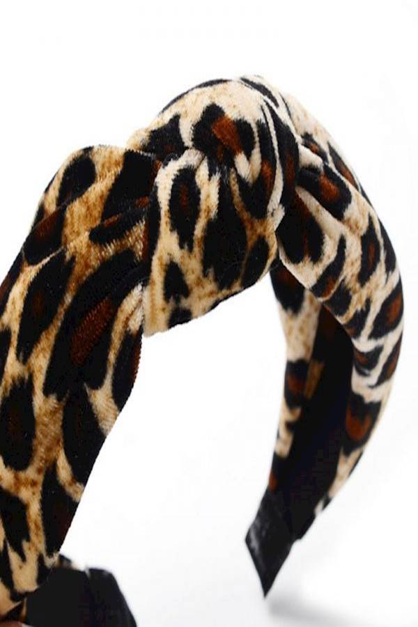 ربطة شعر متقاطعة من قماش الفلانيل بيج / أسود - Image 4