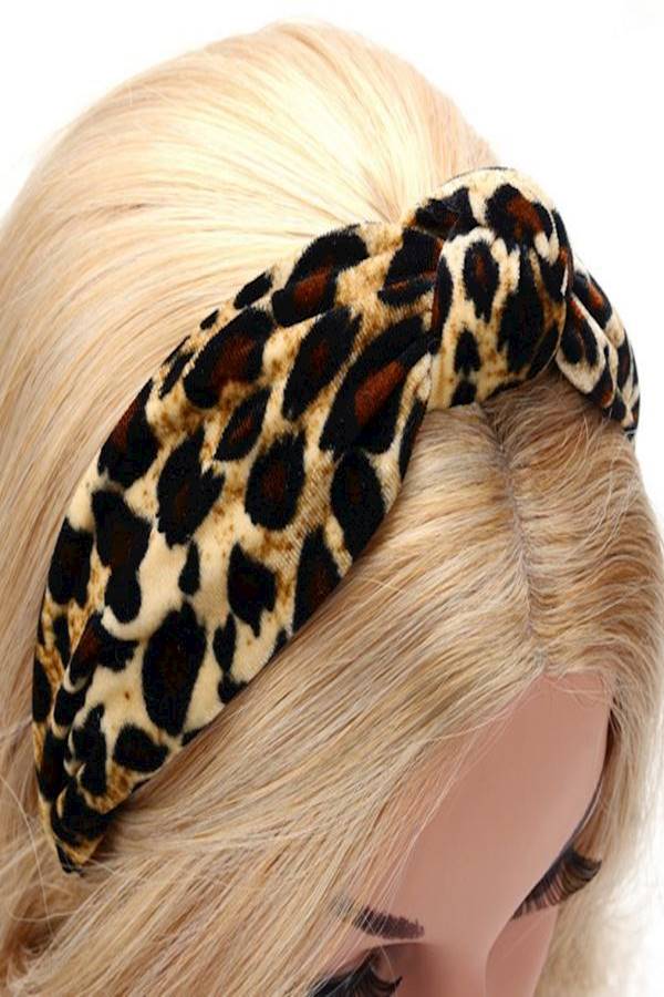 ربطة شعر متقاطعة من قماش الفلانيل بيج / أسود - Image 5