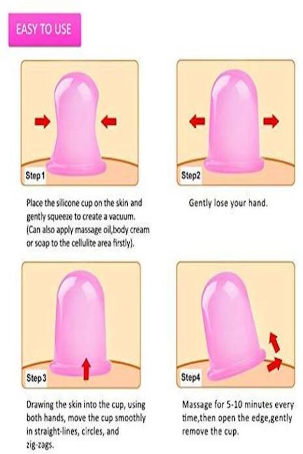 7-Piece Silicone Vacuum Massager Cups Pink - Image 5