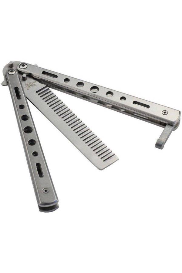 Balisong Style Knife Comb Silver - Image 1