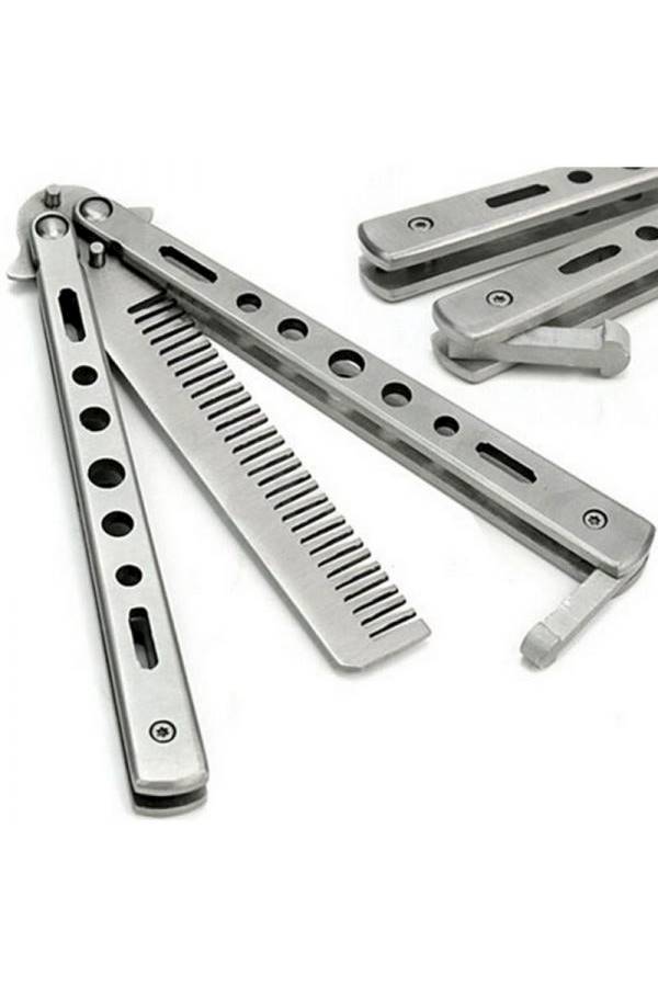 Balisong Style Knife Comb Silver - Image 2