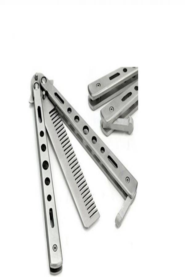 Knife Style Butterfly Hair Comb Silver - Image 4