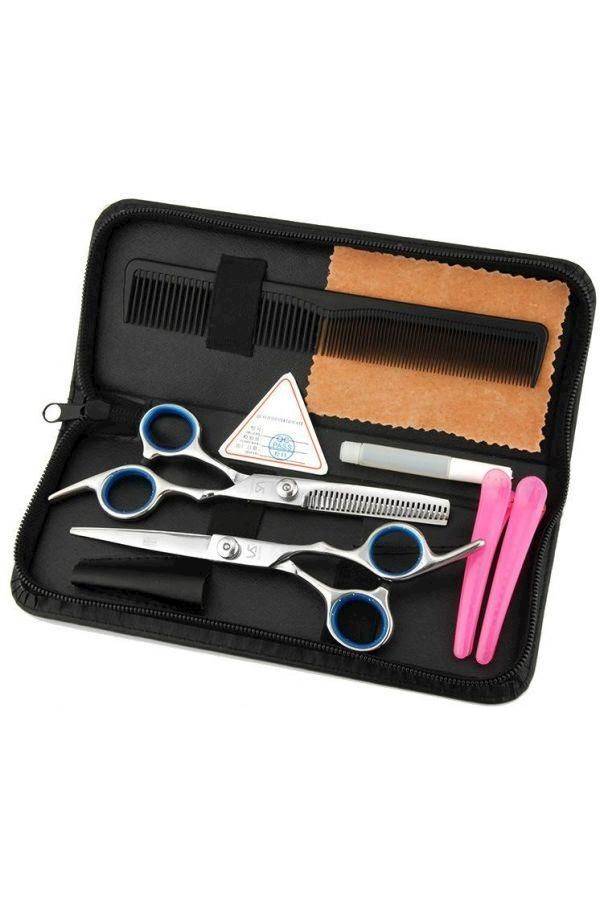Generic Hair Cutting Scissors Set Silver/Black/Pink  - Image 1